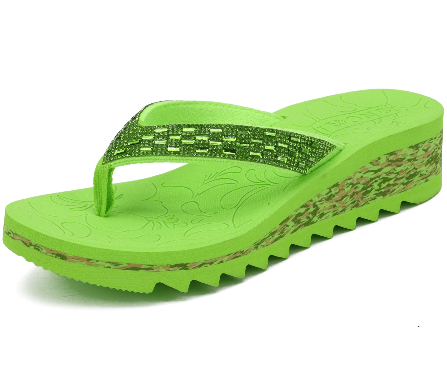 ONCAI Women's Wedge Flip Flops with Rhinestone,Recovery Dressy Walking Sandals for Women with Comfortable Arch Support Cushion Yoga Mat Summer Slip On Rubber Soles (Size 5-11 US)