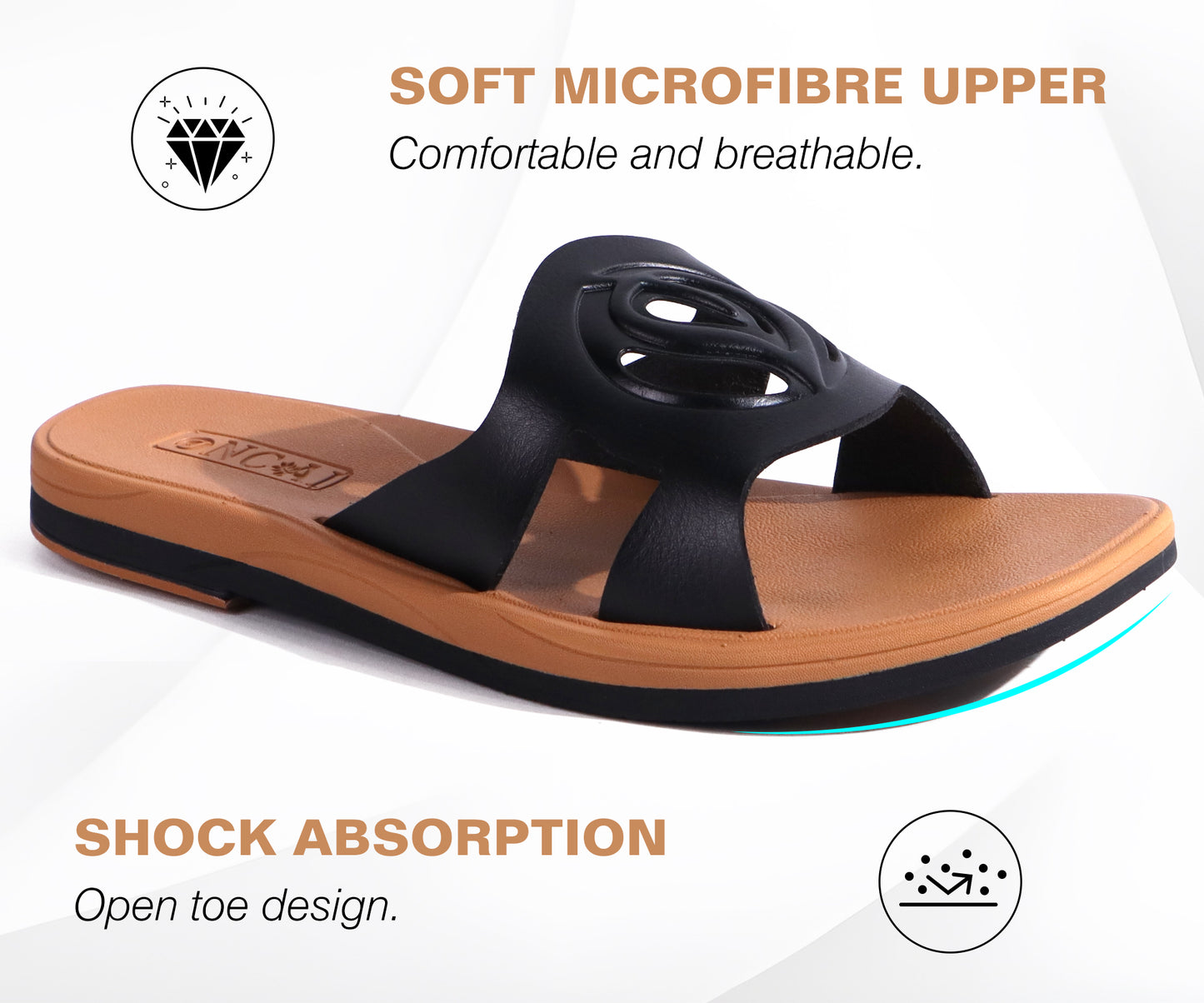 ONCAI Women's Flat Sandals Fashion Square Open Toe Slide Dressy Sandals for Woman Soft Cushion Vegan Comfortable Summer Slip On Casual Walking Outdoor Rubber Sole(US Size 6-11)