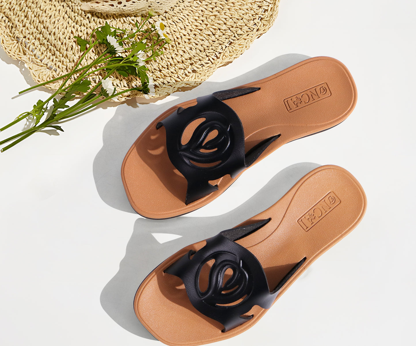 ONCAI Women's Flat Sandals Fashion Square Open Toe Slide Dressy Sandals for Woman Soft Cushion Vegan Comfortable Summer Slip On Casual Walking Outdoor Rubber Sole(US Size 6-11)