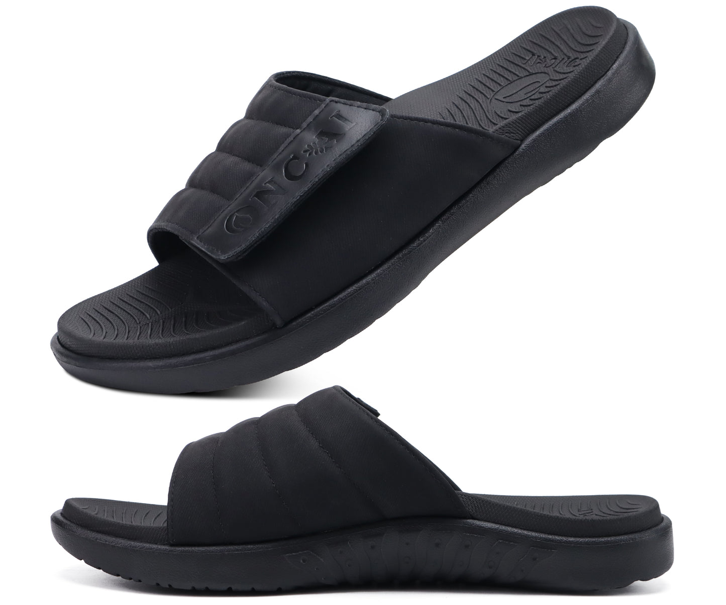 ONCAI Mens Sandals Adjustable Straps Orthotic Plantar Fasciitis Open Toe Athletic Sport Slides with Soft Comfy Arch Support Footbed Size 7.5-15