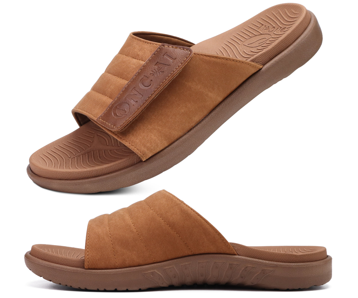 ONCAI Mens Sandals Adjustable Straps Orthotic Plantar Fasciitis Open Toe Athletic Sport Slides with Soft Comfy Arch Support Footbed Size 7.5-15