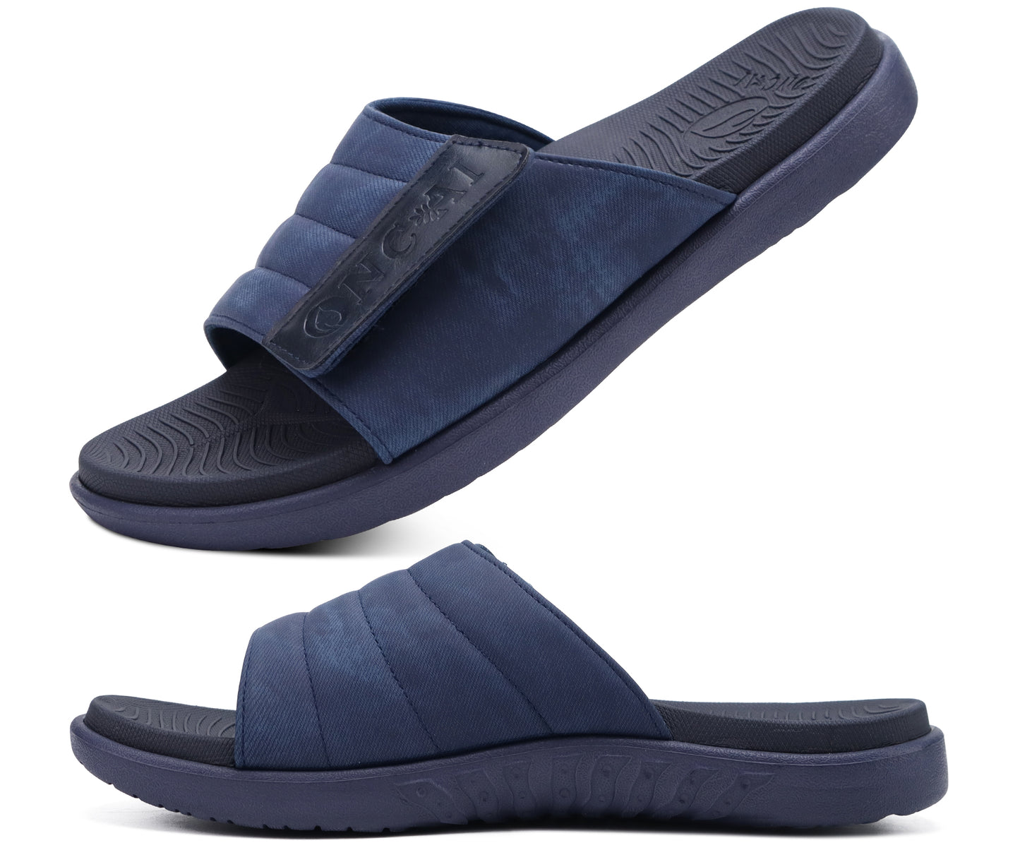 ONCAI Mens Sandals Adjustable Straps Orthotic Plantar Fasciitis Open Toe Athletic Sport Slides with Soft Comfy Arch Support Footbed Size 7.5-15