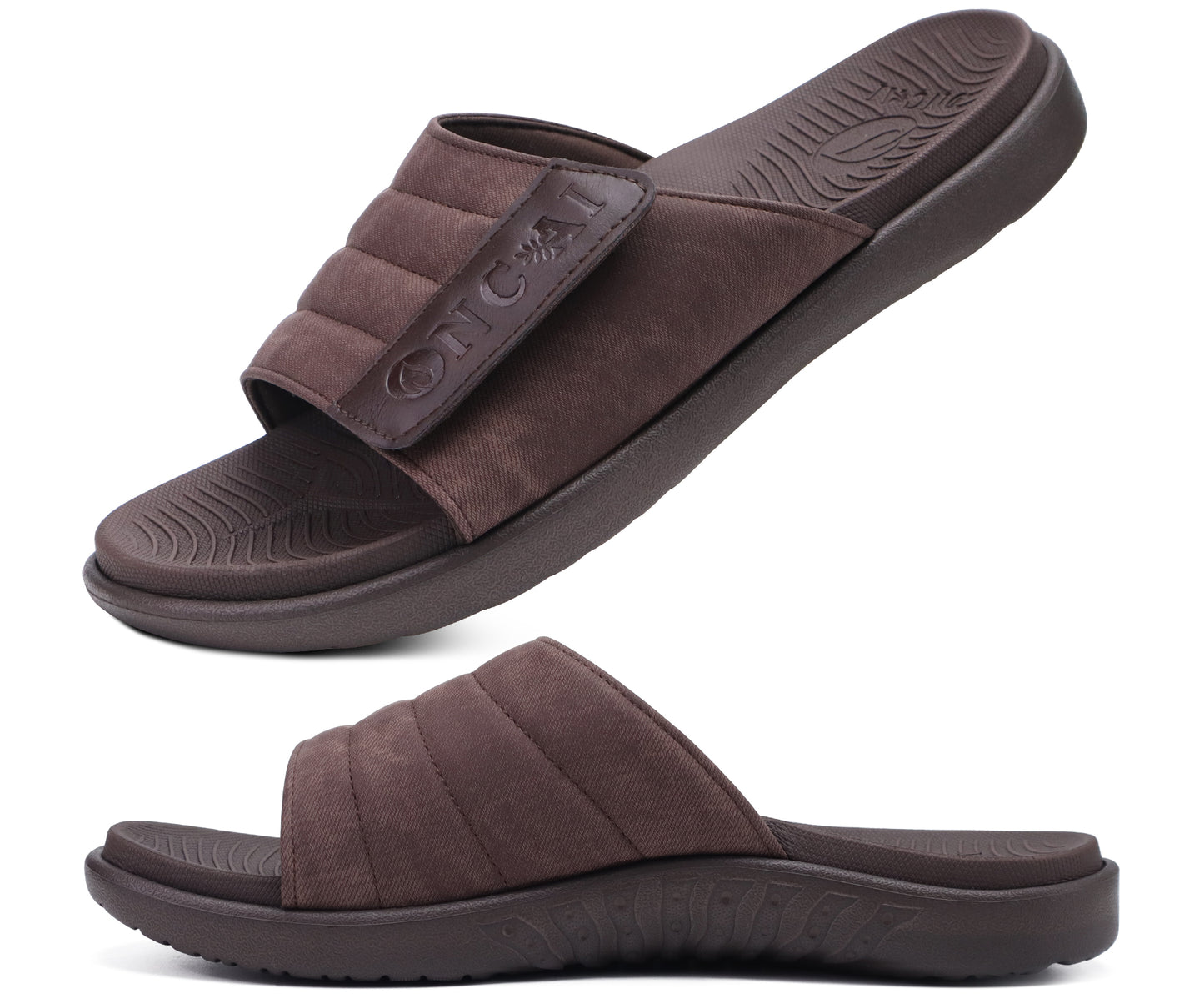 ONCAI Mens Sandals Adjustable Straps Orthotic Plantar Fasciitis Open Toe Athletic Sport Slides with Soft Comfy Arch Support Footbed Size 7.5-15