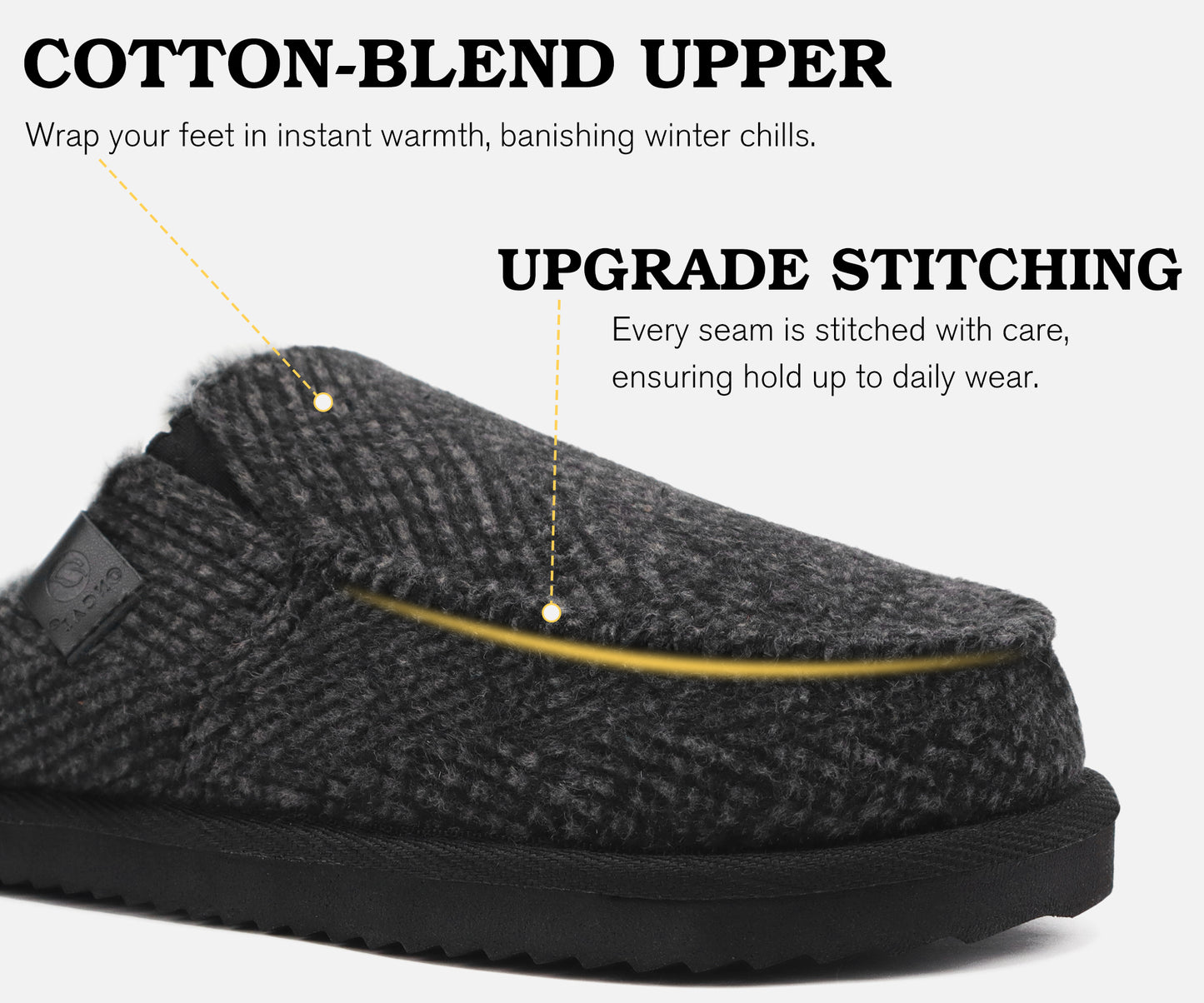 ONCAI Mens Slippers,Warm Comfort Memory Foam Cotton-Blend Corduroy Stripe Faux Fur House Shoes for Man Indoor/Outdoor with Non-slip Rubber Soles US Size 7-16