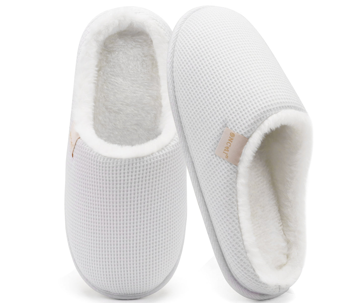 ONCAI Women's House Slippers, Cushion Memory Foam Waffle Upper Home Comfortable Warm Winter Cozy Soft Lightweight Indoor Best House Shoes Non-slip Rubber Sole US Size 5-11