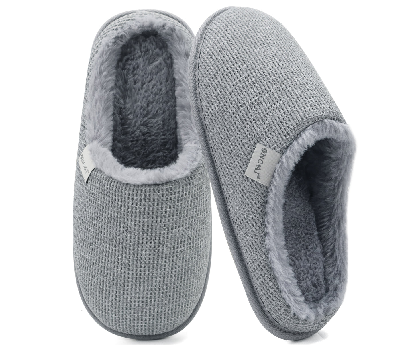 ONCAI Women's House Slippers, Cushion Memory Foam Waffle Upper Home Comfortable Warm Winter Cozy Soft Lightweight Indoor Best House Shoes Non-slip Rubber Sole US Size 5-11