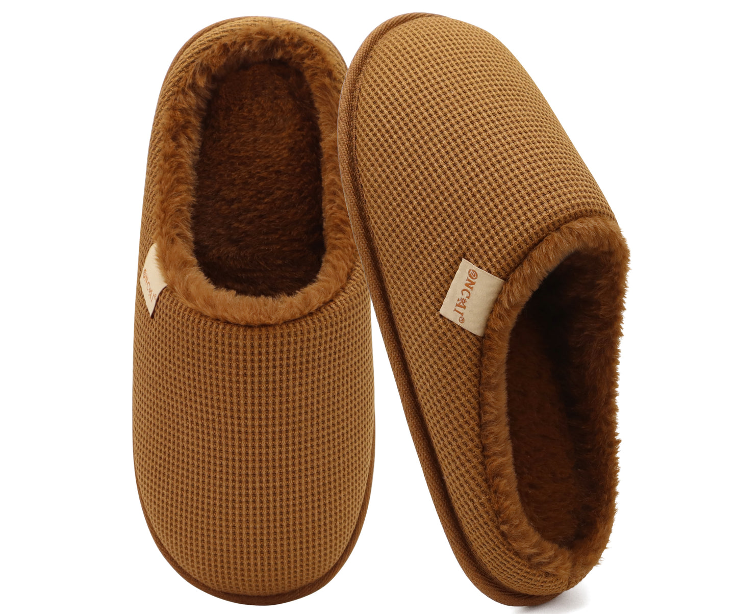 ONCAI Women's House Slippers, Cushion Memory Foam Waffle Upper Home Comfortable Warm Winter Cozy Soft Lightweight Indoor Best House Shoes Non-slip Rubber Sole US Size 5-11