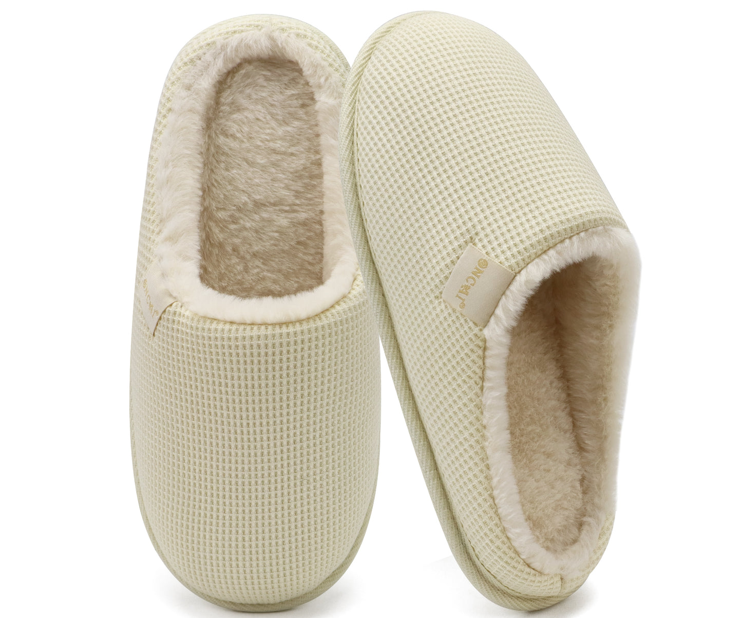 ONCAI Women's House Slippers, Cushion Memory Foam Waffle Upper Home Comfortable Warm Winter Cozy Soft Lightweight Indoor Best House Shoes Non-slip Rubber Sole US Size 5-11