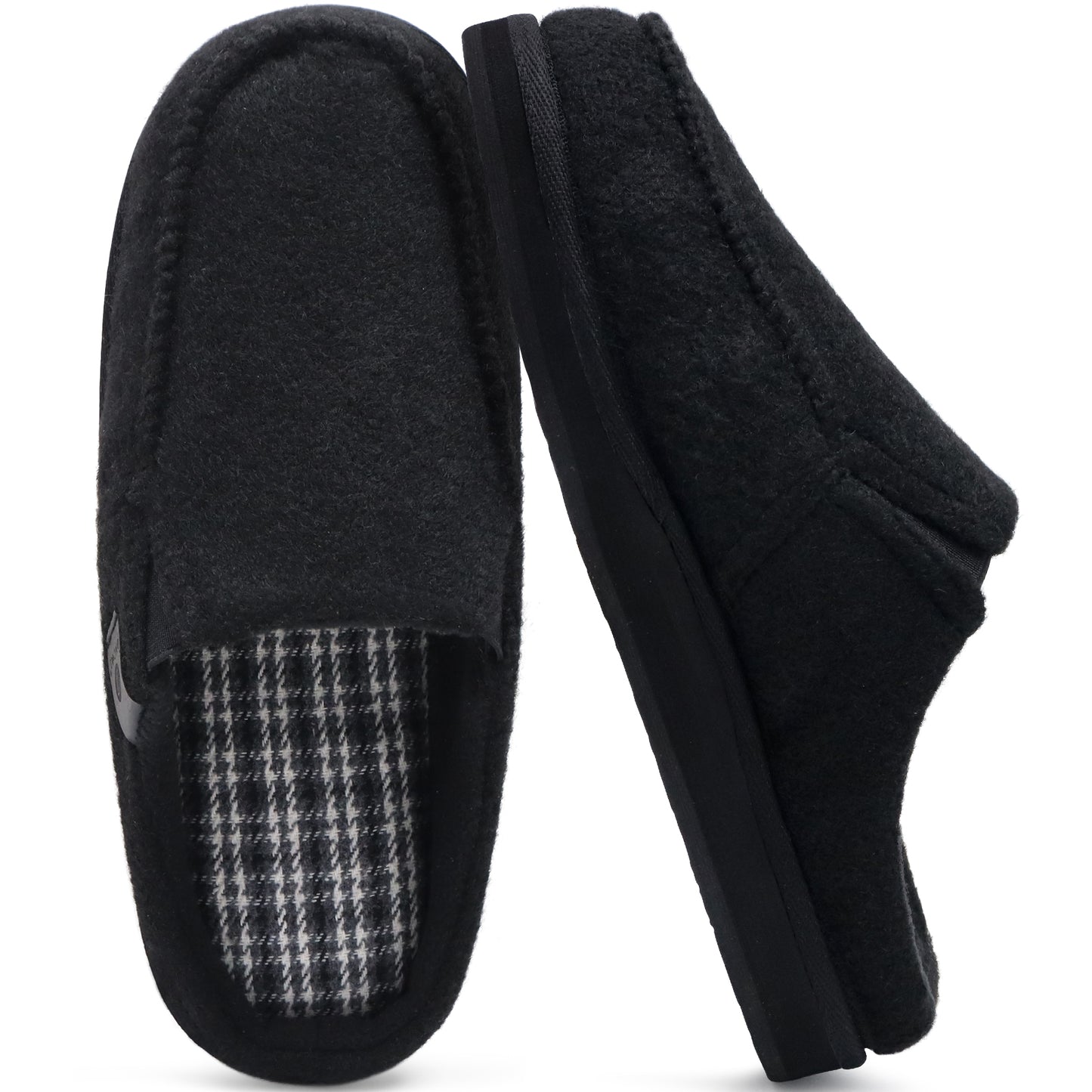 ONCAI Mens Slippers with Orthotic Arch Support,Cotton-Blend High-Density Memory Foam Plantar Fasciitis House Slippers Warm Clogs Slip-on Indoor Outdoor Rubber Sole Felt US Size 7-16