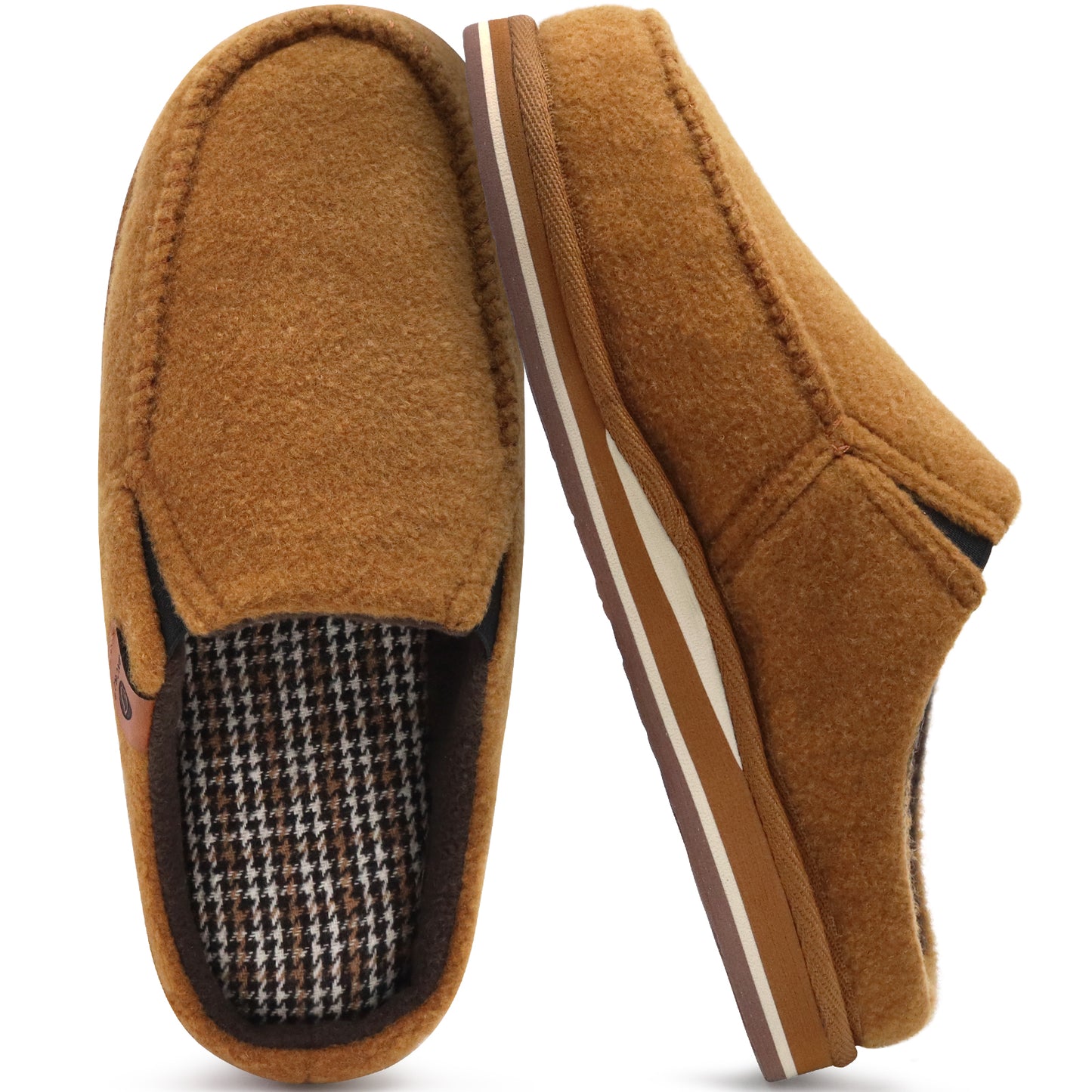 ONCAI Mens Slippers with Orthotic Arch Support,Cotton-Blend High-Density Memory Foam Plantar Fasciitis House Slippers Warm Clogs Slip-on Indoor Outdoor Rubber Sole Felt US Size 7-16