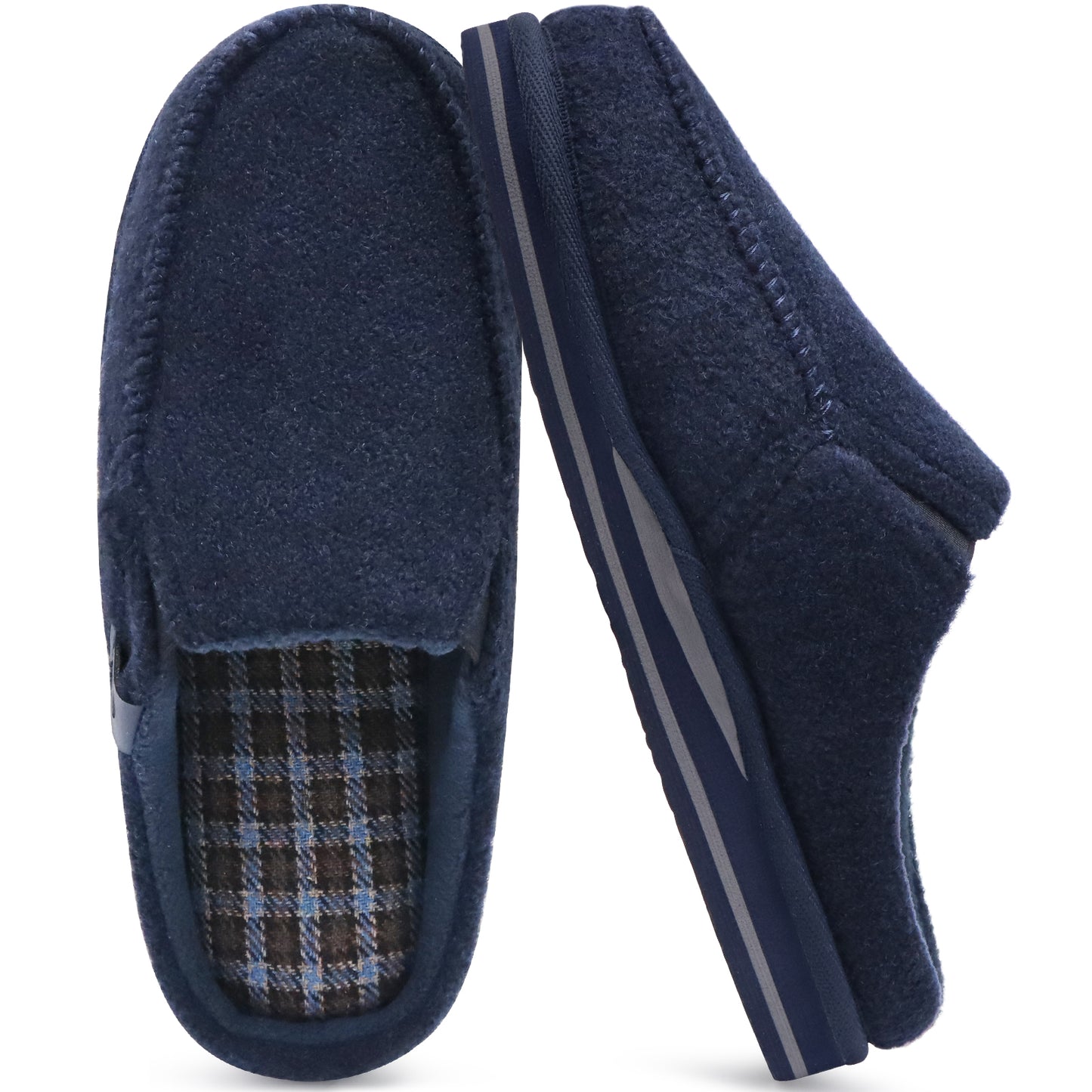 ONCAI Mens Slippers with Orthotic Arch Support,Cotton-Blend High-Density Memory Foam Plantar Fasciitis House Slippers Warm Clogs Slip-on Indoor Outdoor Rubber Sole Felt US Size 7-16
