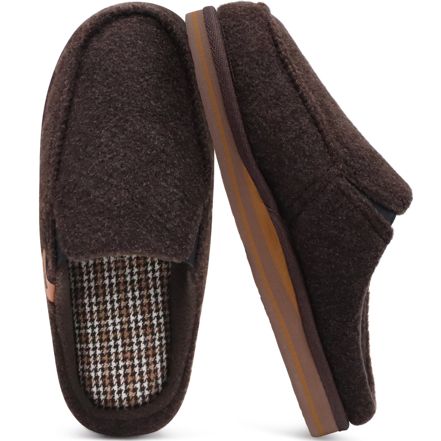 ONCAI Mens Slippers with Orthotic Arch Support,Cotton-Blend High-Density Memory Foam Plantar Fasciitis House Slippers Warm Clogs Slip-on Indoor Outdoor Rubber Sole Felt US Size 7-16