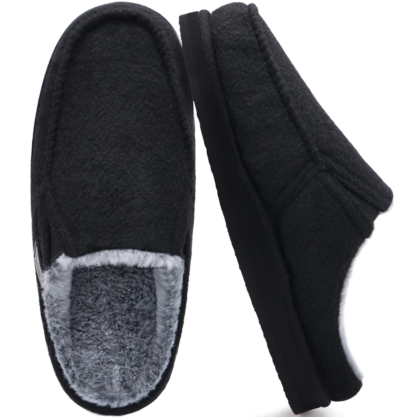 ONCAI Mens Slippers with Orthotic Arch Support,Cotton-Blend High-Density Memory Foam Plantar Fasciitis House Slippers Warm Clogs Slip-on Indoor Outdoor Rubber Sole Felt US Size 7-16