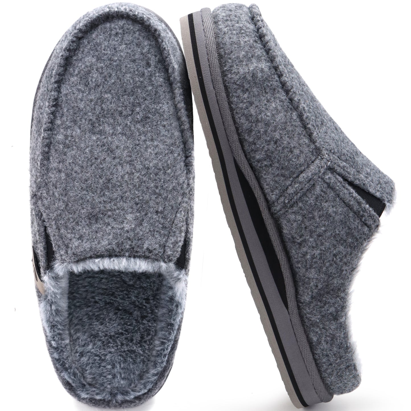 ONCAI Mens Slippers with Orthotic Arch Support,Cotton-Blend High-Density Memory Foam Plantar Fasciitis House Slippers Warm Clogs Slip-on Indoor Outdoor Rubber Sole Felt US Size 7-16