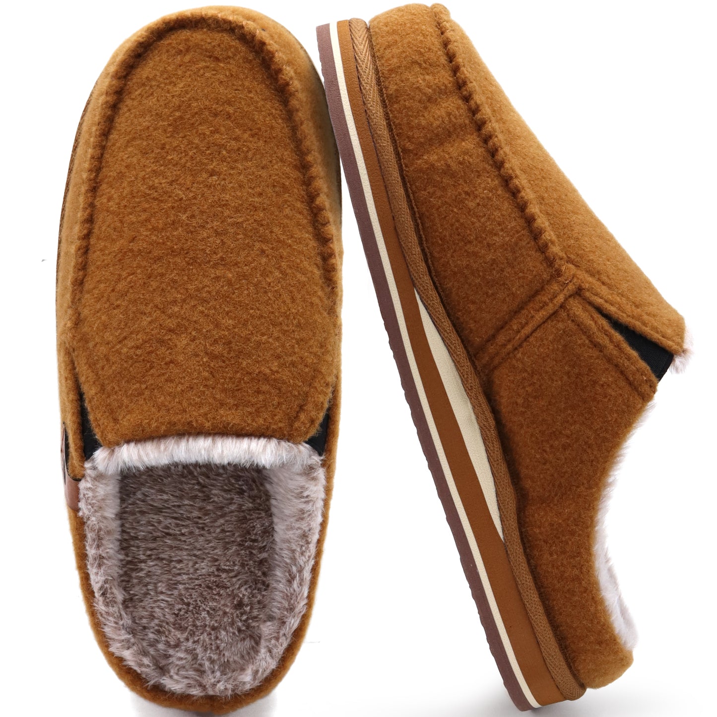 ONCAI Mens Slippers with Orthotic Arch Support,Cotton-Blend High-Density Memory Foam Plantar Fasciitis House Slippers Warm Clogs Slip-on Indoor Outdoor Rubber Sole Felt US Size 7-16