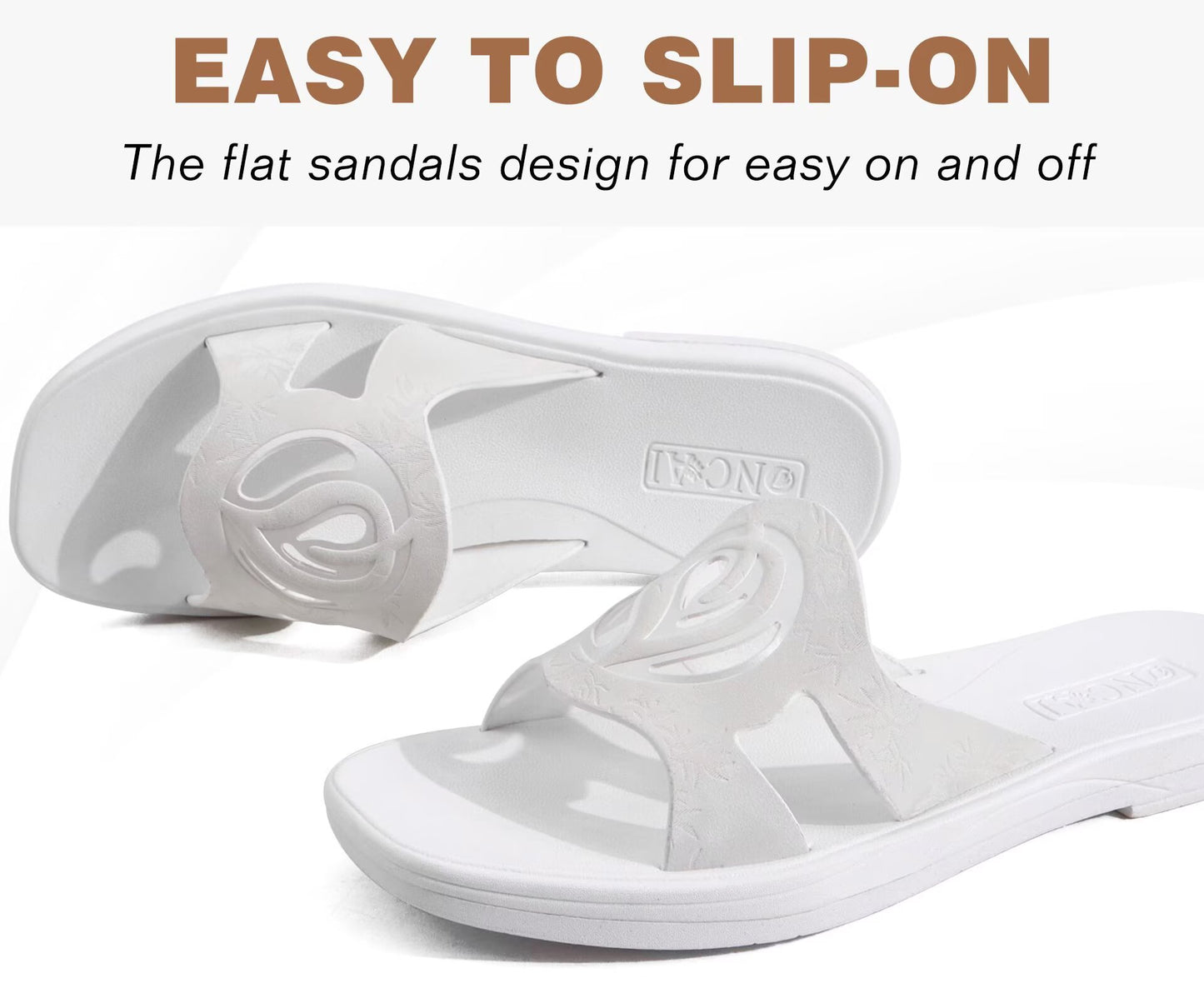 ONCAI Women's Flat Sandals Fashion Summer Dressy Sandals Casual Beach Flat Sandal For Woman Square Toe Comfortable Cushion Footbed Slip On Ladies Slides Women Size 6-11
