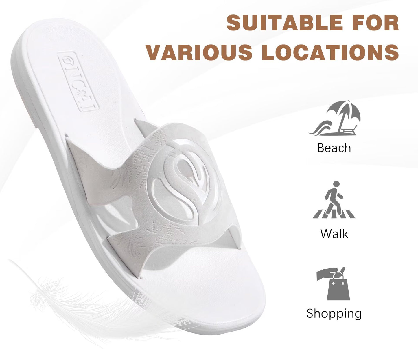 ONCAI Women's Flat Sandals Fashion Summer Dressy Sandals Casual Beach Flat Sandal For Woman Square Toe Comfortable Cushion Footbed Slip On Ladies Slides Women Size 6-11