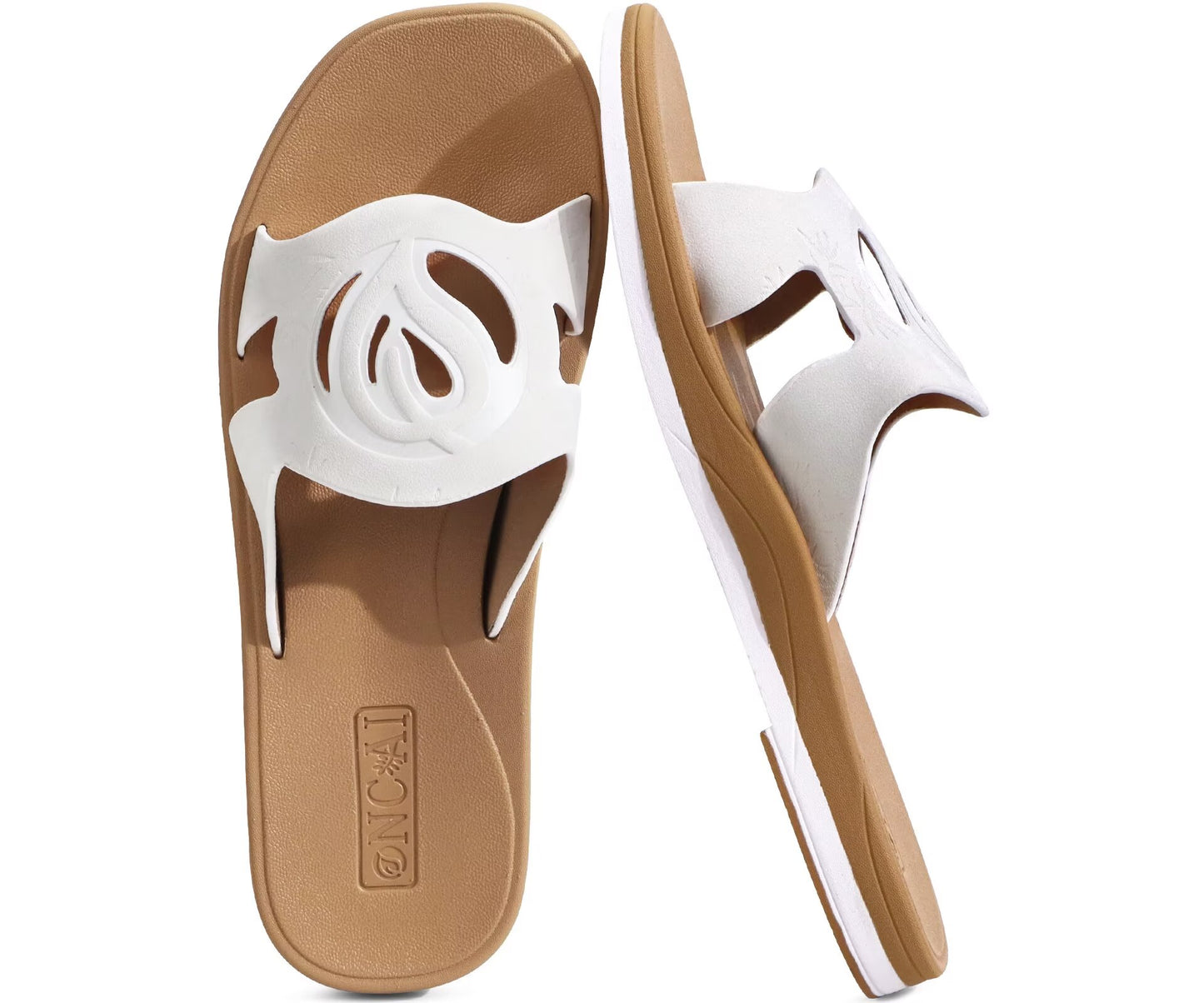 ONCAI Women's Flat Sandals Fashion Summer Dressy Sandals Casual Beach Flat Sandal For Woman Square Toe Comfortable Cushion Footbed Slip On Ladies Slides Women Size 6-11