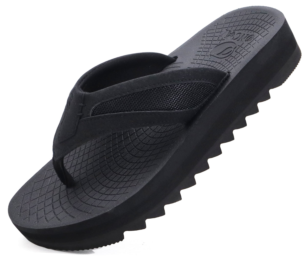 Men\'s Black Orthotic Cushion Flip Flops Athletic Recovery Foam Walking Sandals KuaiLu Men main image 3