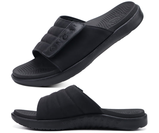 ONCAI Mens Sandals Adjustable Straps Orthotic Plantar Fasciitis Open Toe Athletic Sport Slides with Soft Comfy Arch Support Footbed Size 7.5-15