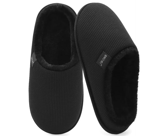 ONCAI Women's House Slippers, Cushion Memory Foam Waffle Upper Home Comfortable Warm Winter Cozy Soft Lightweight Indoor Best House Shoes Non-slip Rubber Sole US Size 5-11
