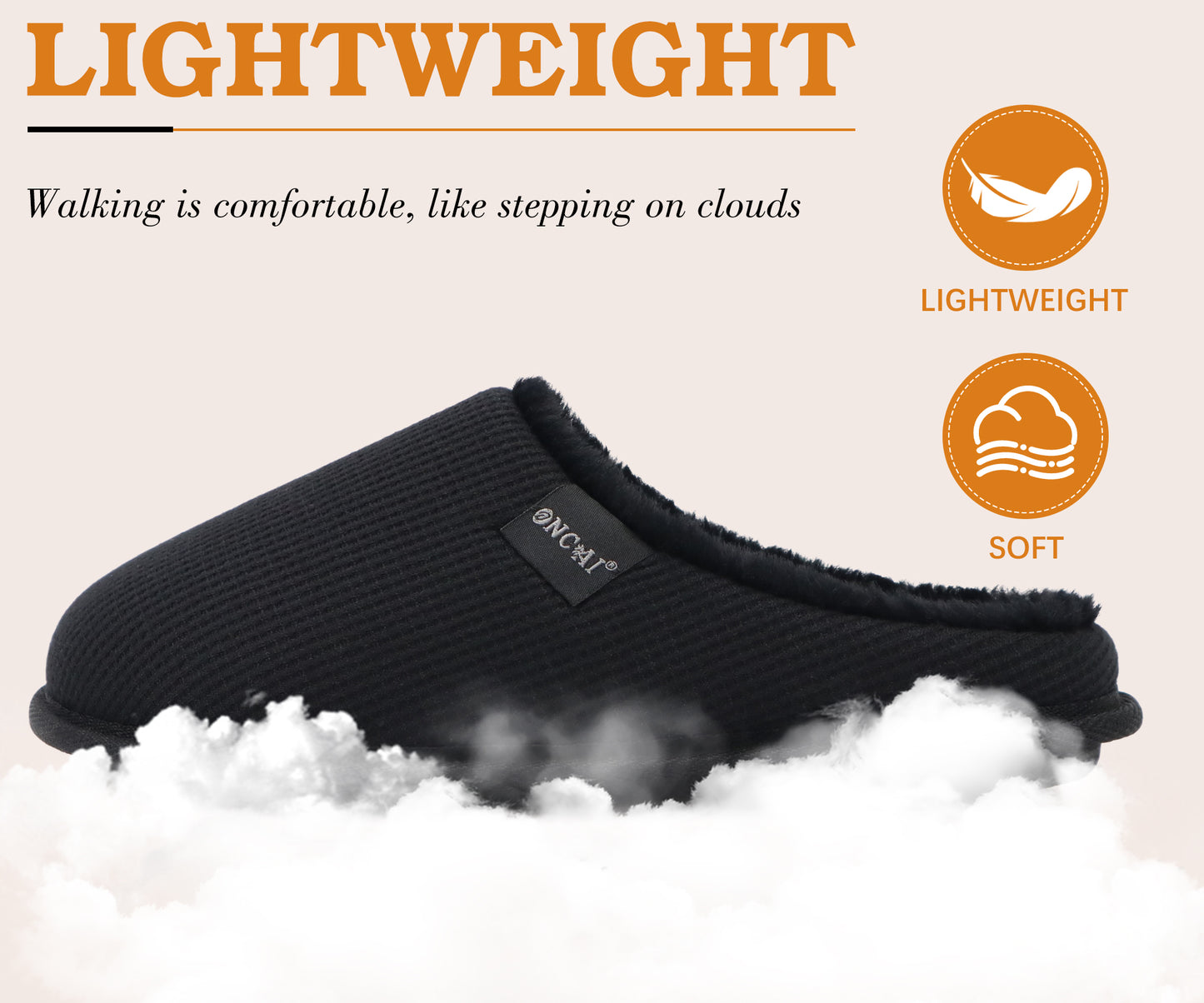 ONCAI Women's House Slippers, Cushion Memory Foam Waffle Upper Home Comfortable Warm Winter Cozy Soft Lightweight Indoor Best House Shoes Non-slip Rubber Sole US Size 5-11