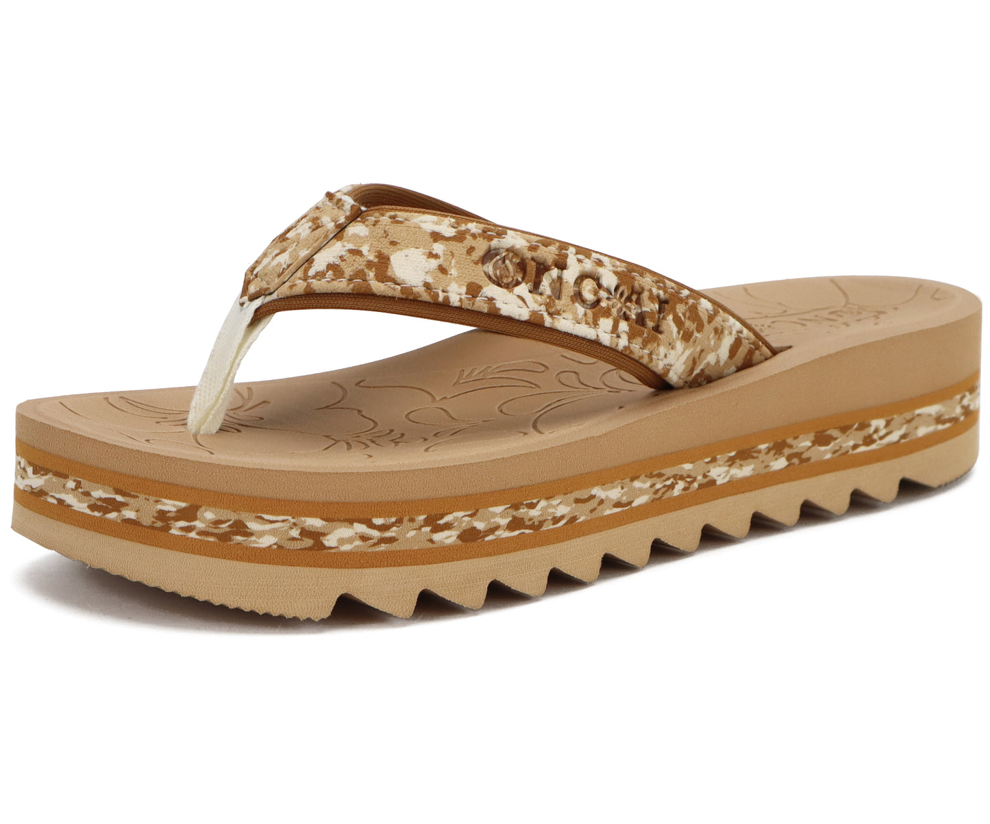 ONCAI Flip Flops for Women, Fashion Printed Platform Sandals Woman with Arch Support Yoga Mat Cushion, Lightweight Summer Beach Outdoor Chunky Non-Slip Rubber Soles US Size 5-11