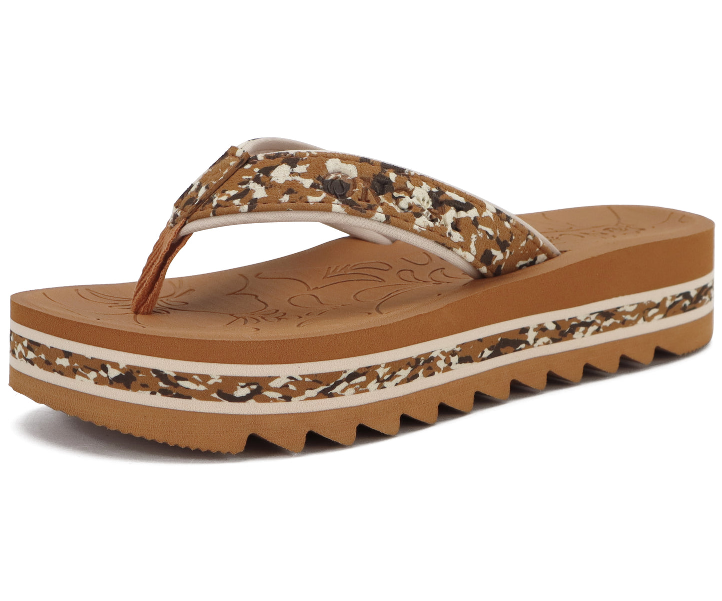 ONCAI Flip Flops for Women, Fashion Printed Platform Sandals Woman with Arch Support Yoga Mat Cushion, Lightweight Summer Beach Outdoor Chunky Non-Slip Rubber Soles US Size 5-11