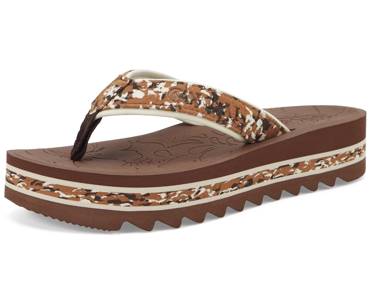 ONCAI Flip Flops for Women, Fashion Printed Platform Sandals Woman with Arch Support Yoga Mat Cushion, Lightweight Summer Beach Outdoor Chunky Non-Slip Rubber Soles US Size 5-11