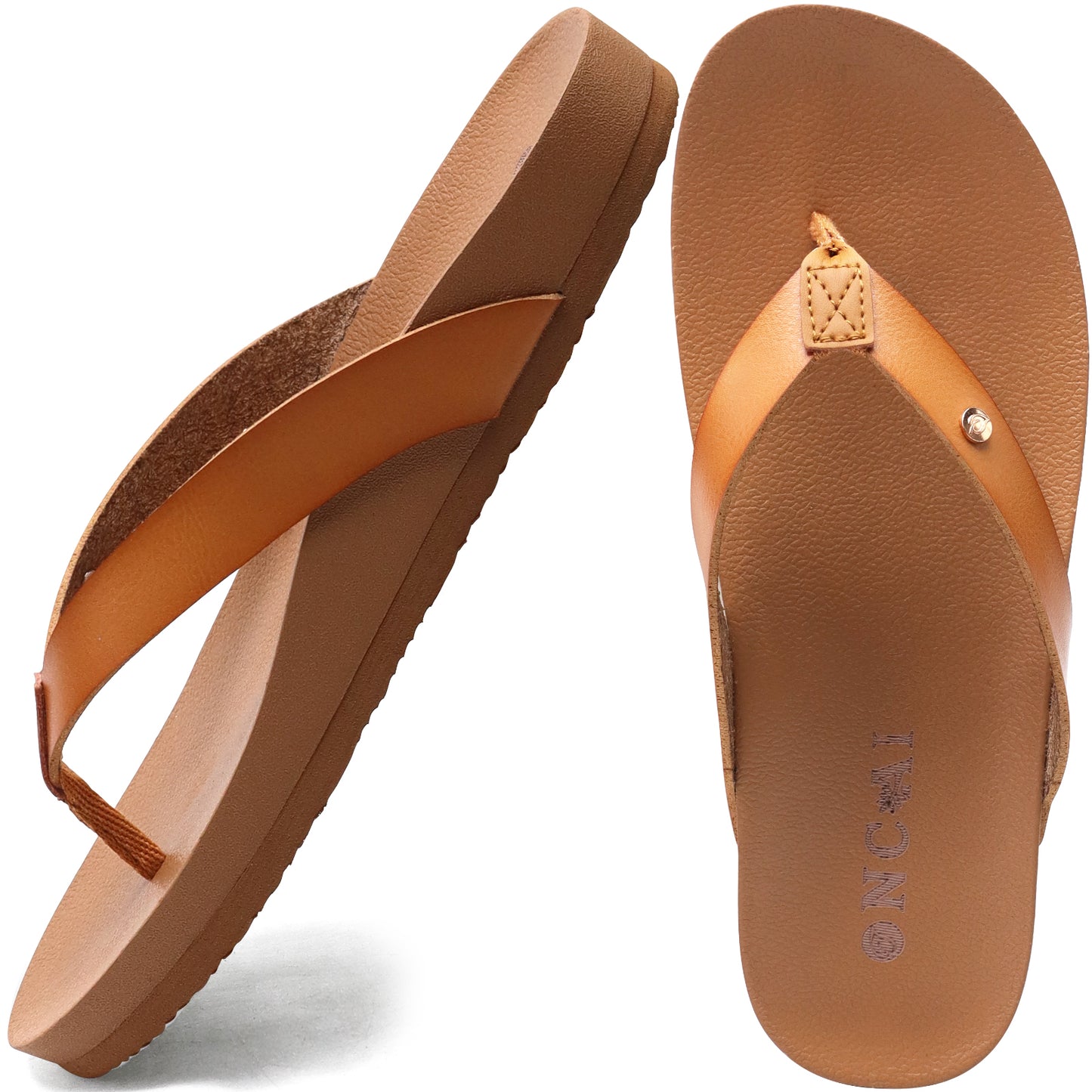 Womens Flip Flops For Women Comfortable Leather Strap Yoga Mat Non-Slip Women's Thong Sandal Casual Summer Beach Slippers With Arch Support