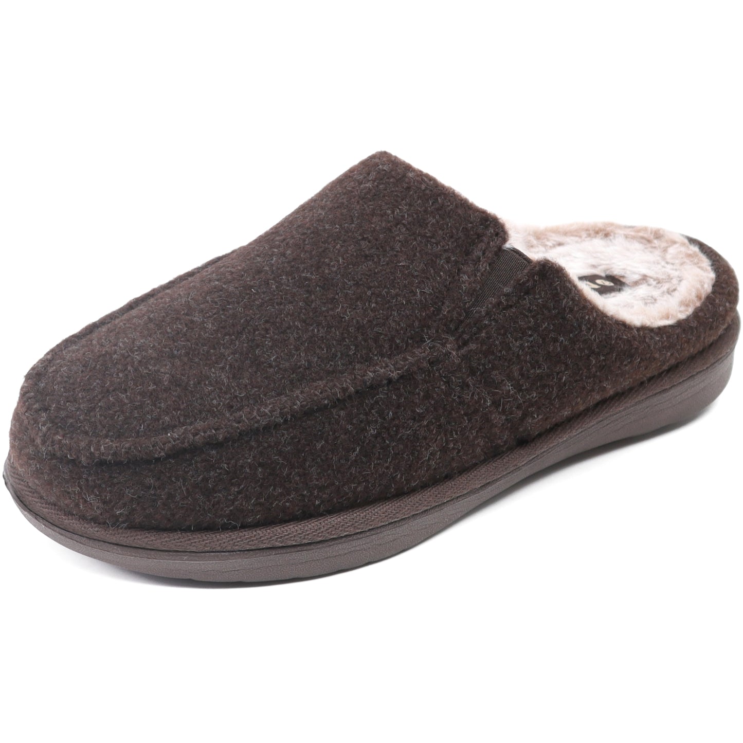 Mens Felt Slippers,Wool and Cotton-Blend High-Density Memory Foam Clogs House Slippers with Indoor and Outdoor Rubber Soles