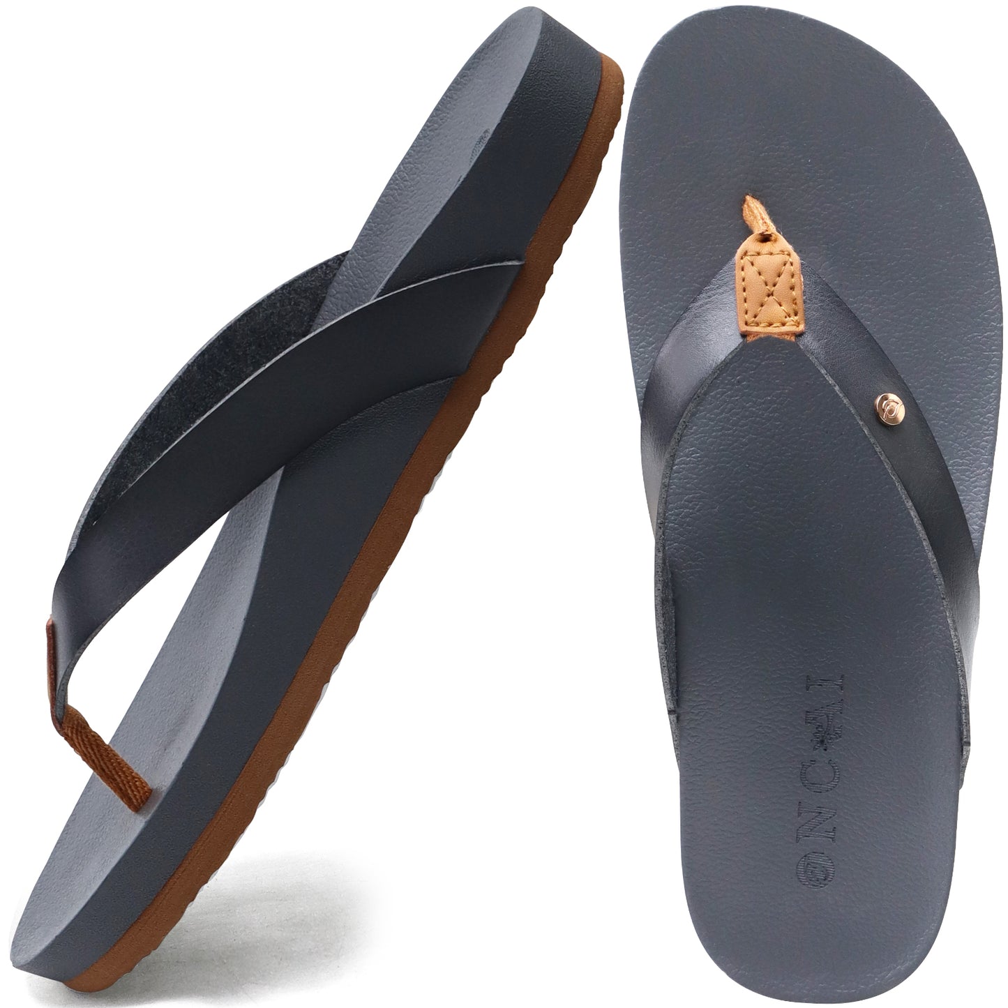 Womens Flip Flops For Women Comfortable Leather Strap Yoga Mat Non-Slip Women's Thong Sandal Casual Summer Beach Slippers With Arch Support