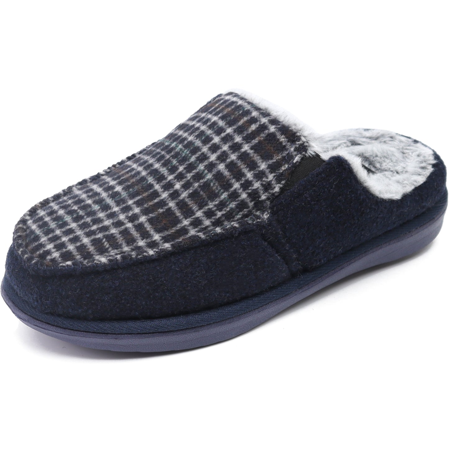 Mens Felt Slippers,Wool and Cotton-Blend High-Density Memory Foam Clogs House Slippers with Indoor and Outdoor Rubber Soles