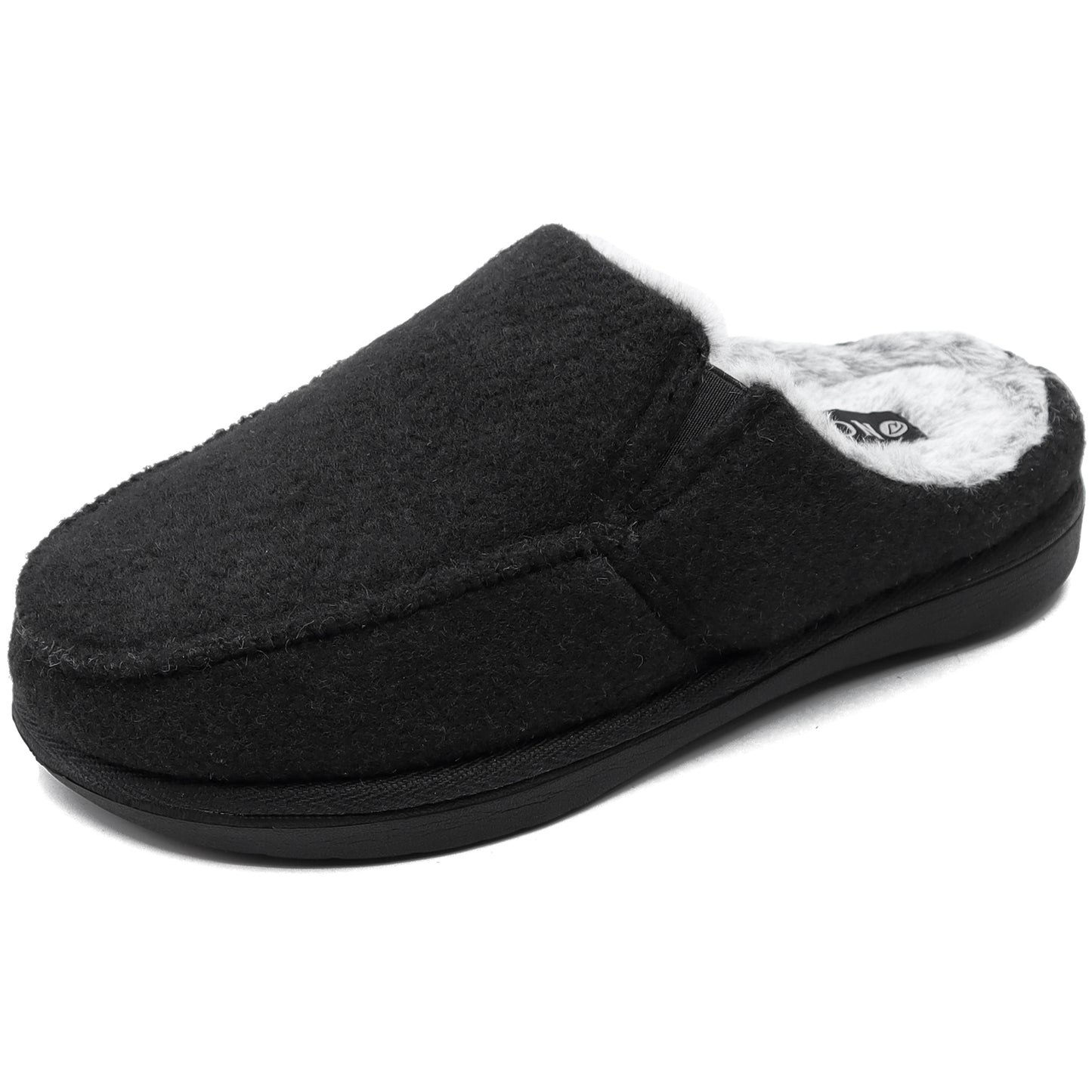 Mens Felt Slippers,Wool and Cotton-Blend High-Density Memory Foam Clogs House Slippers with Indoor and Outdoor Rubber Soles