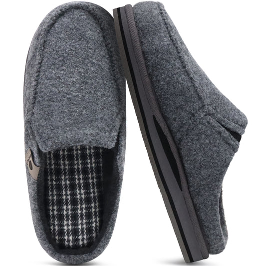ONCAI Mens Slippers with Orthotic Arch Support,Cotton-Blend High-Density Memory Foam Plantar Fasciitis House Slippers Warm Clogs Slip-on Indoor Outdoor Rubber Sole Felt US Size 7-16