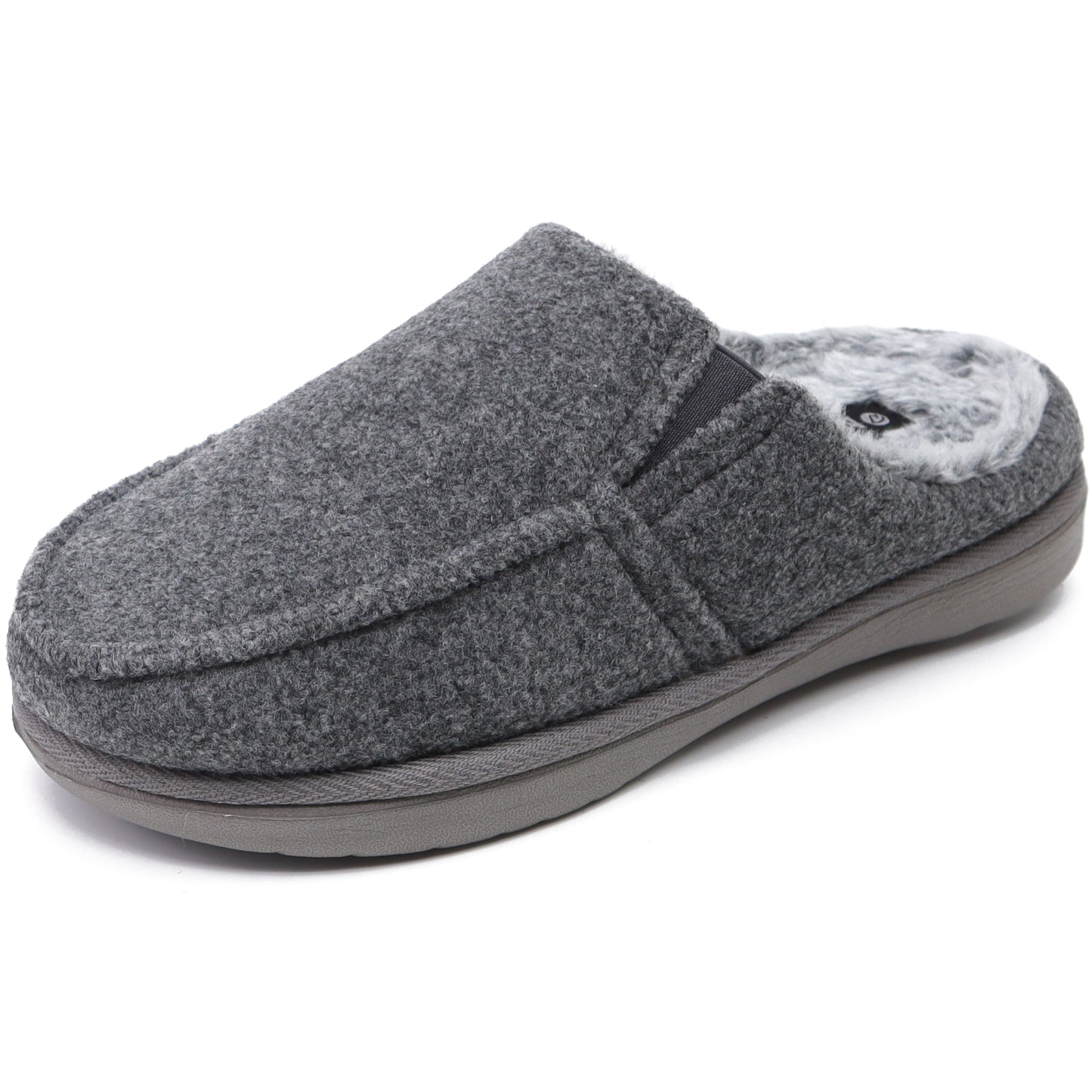 Mens Felt Slippers,Wool and Cotton-Blend High-Density Memory Foam Clogs House Slippers with Indoor and Outdoor Rubber Soles