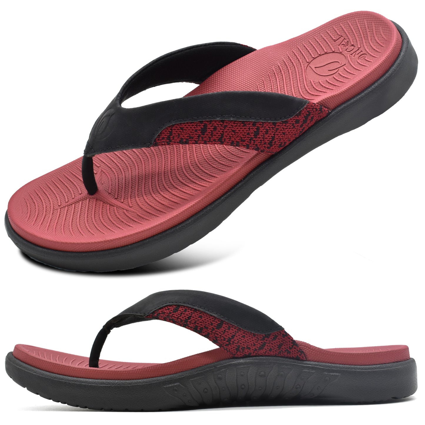 Mens Flip Flop Open Toe Athletic Straps Orthotic Summer Plantar Fasciitis Sport Sandals with Soft Cushion Arch Support