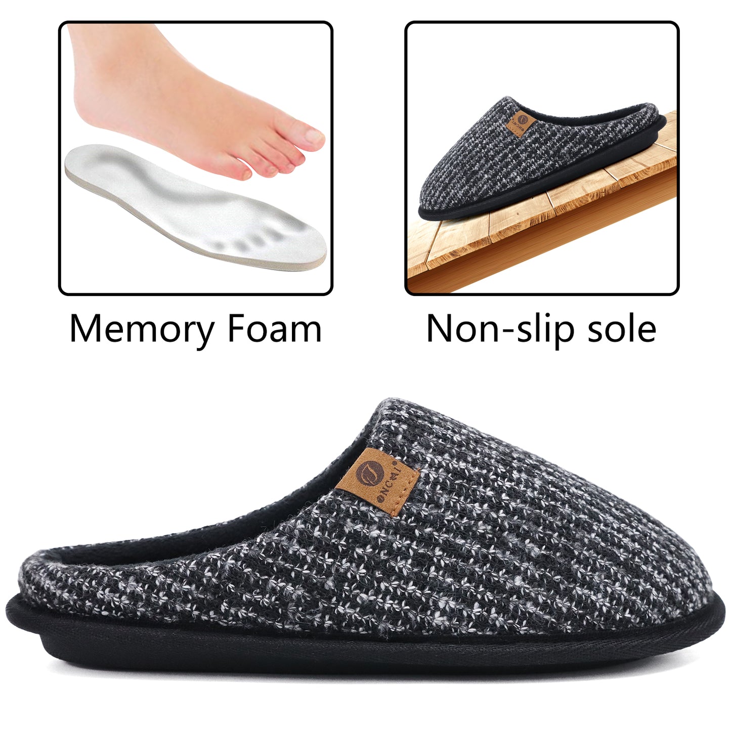 Mens Cozy Memory Foam Scuff Slippers Slip On Warm House Shoes Indoor/Outdoor With Best Arch Support