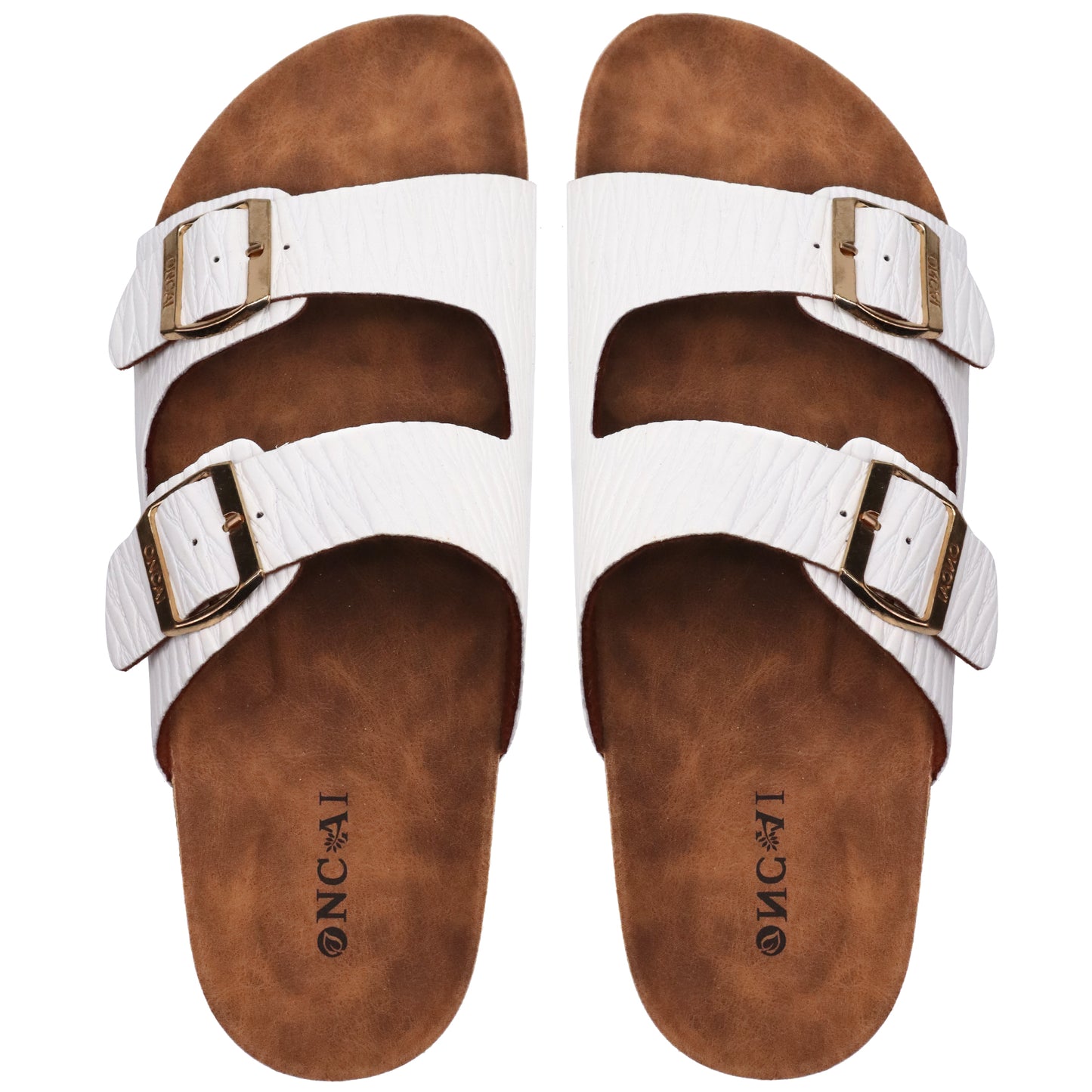 Mens Sandals,Beach Slides Cork Footbed Slippers with Adjustable Buckle Straps