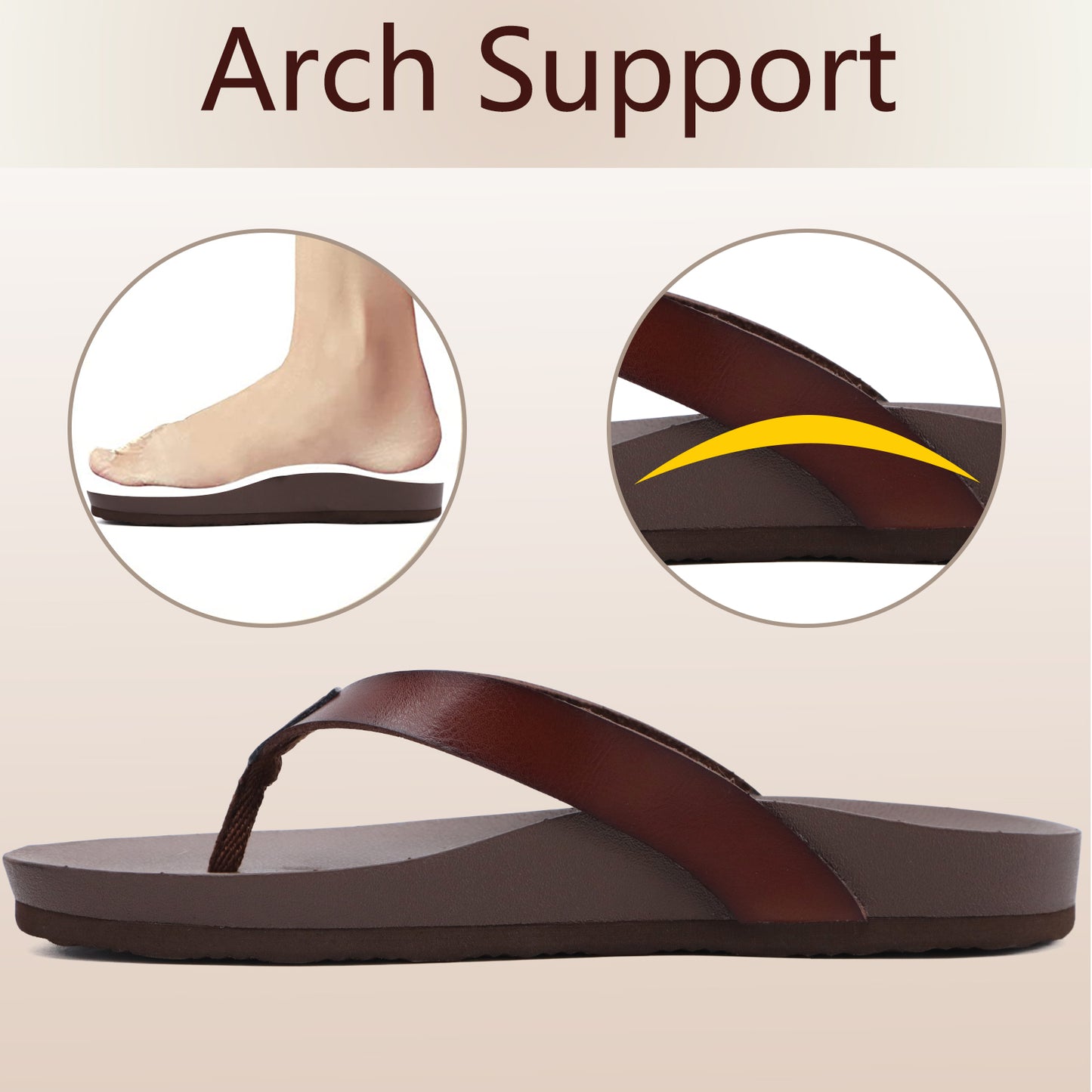 Womens Flip Flops For Women Comfortable Leather Strap Yoga Mat Non-Slip Women's Thong Sandal Casual Summer Beach Slippers With Arch Support