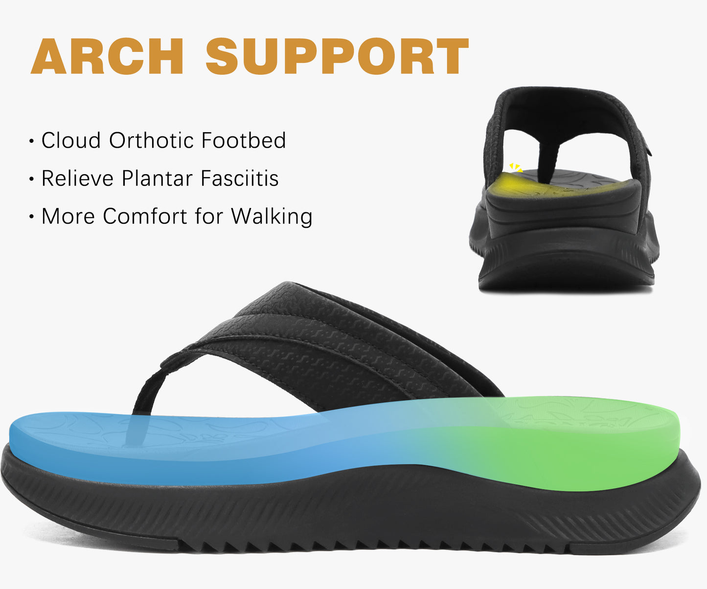 Women's Orthotic Cushion Flip Flops Recovery Walking Sandals for Women with Arch Support Summer Comfortable Slip On Flip Flops for Womans