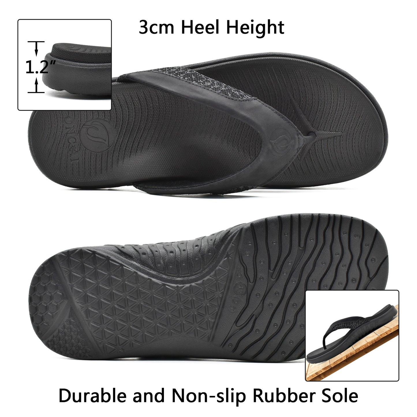 Mens Flip Flop Open Toe Athletic Straps Orthotic Summer Plantar Fasciitis Sport Sandals with Soft Cushion Arch Support