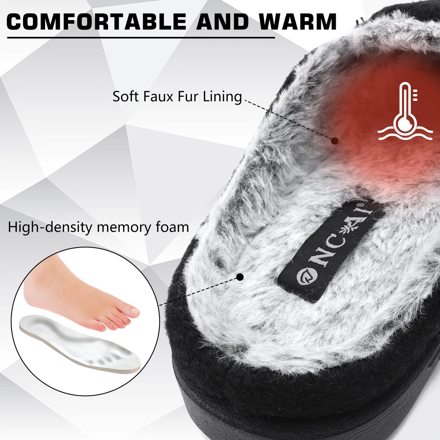 Mens Felt Slippers,Wool and Cotton-Blend High-Density Memory Foam Clogs House Slippers with Indoor and Outdoor Rubber Soles