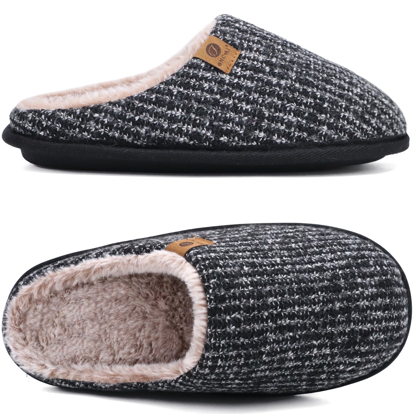 Mens Cozy Memory Foam Scuff Slippers Slip On Warm House Shoes Indoor/Outdoor With Best Arch Support