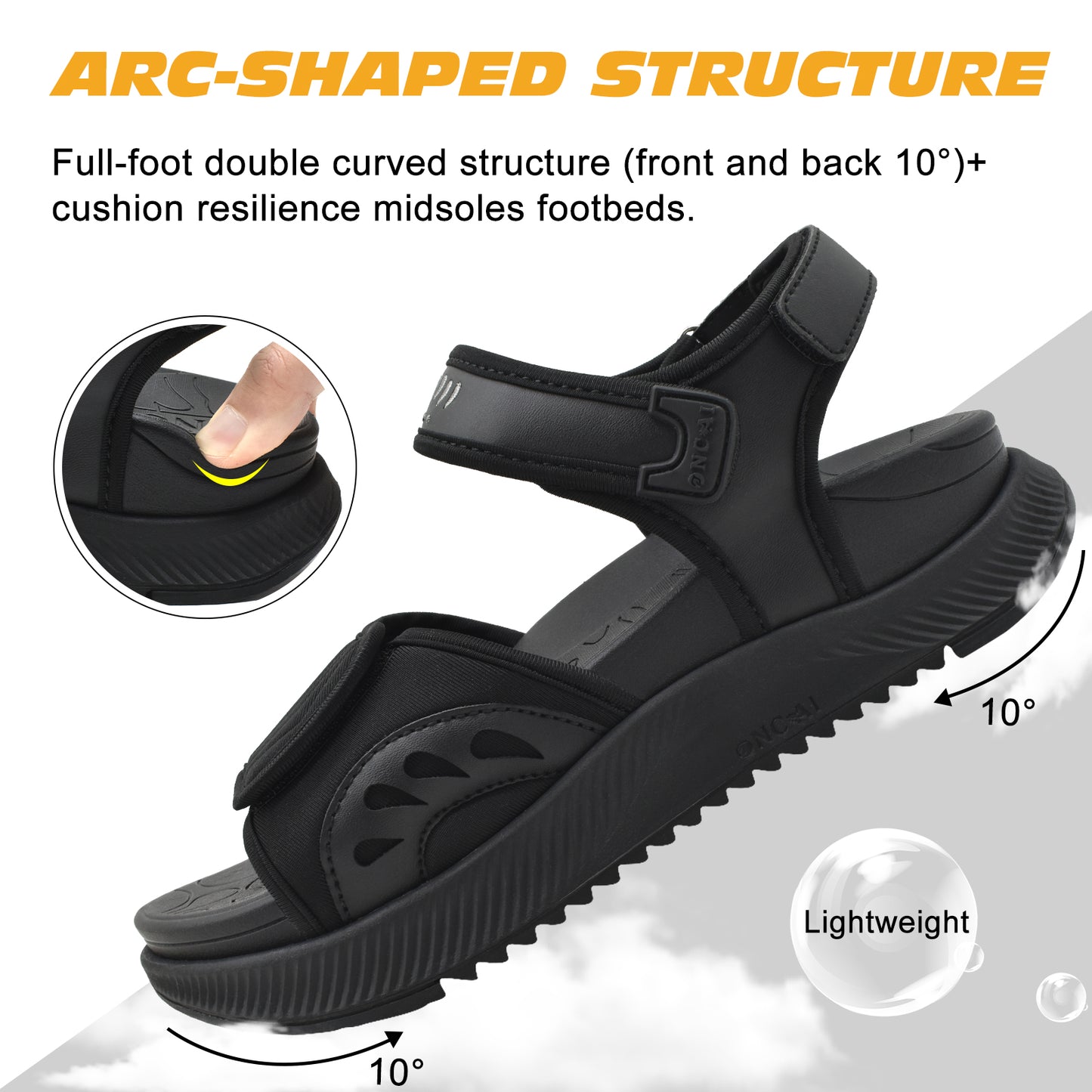 Walking Sandals Women,Arch Support Hiking Sandals with Orthotic Outdoor Footbed for Plantar Fasciitis,Water Athletic Platform Sandalias Mujer with 3 Adjustable Strap