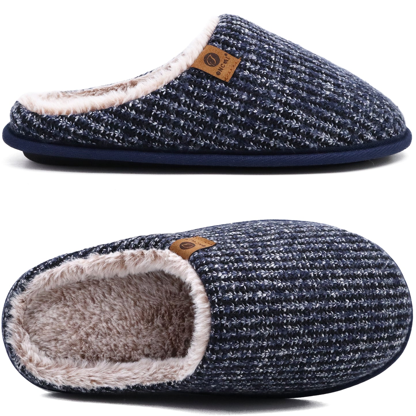 Mens Cozy Memory Foam Scuff Slippers Slip On Warm House Shoes Indoor/Outdoor With Best Arch Support