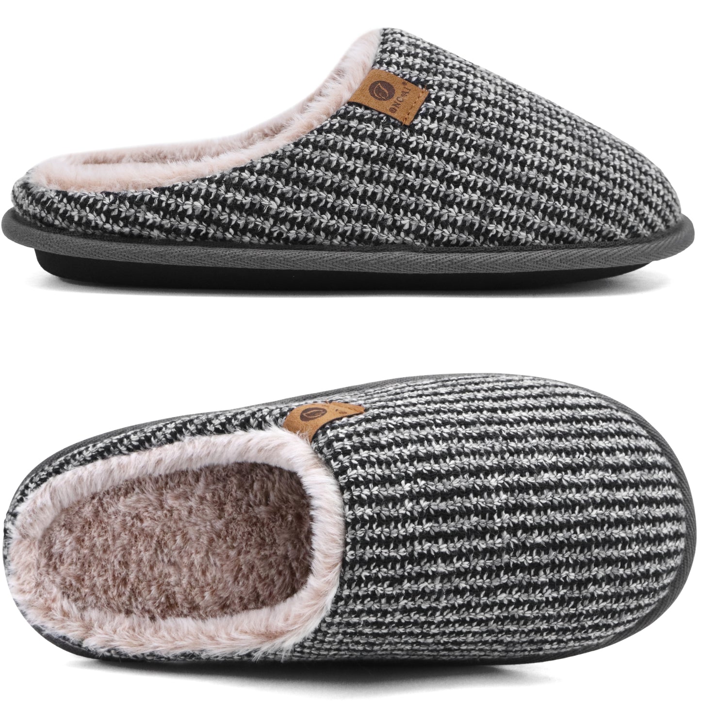 Mens Cozy Memory Foam Scuff Slippers Slip On Warm House Shoes Indoor/Outdoor With Best Arch Support