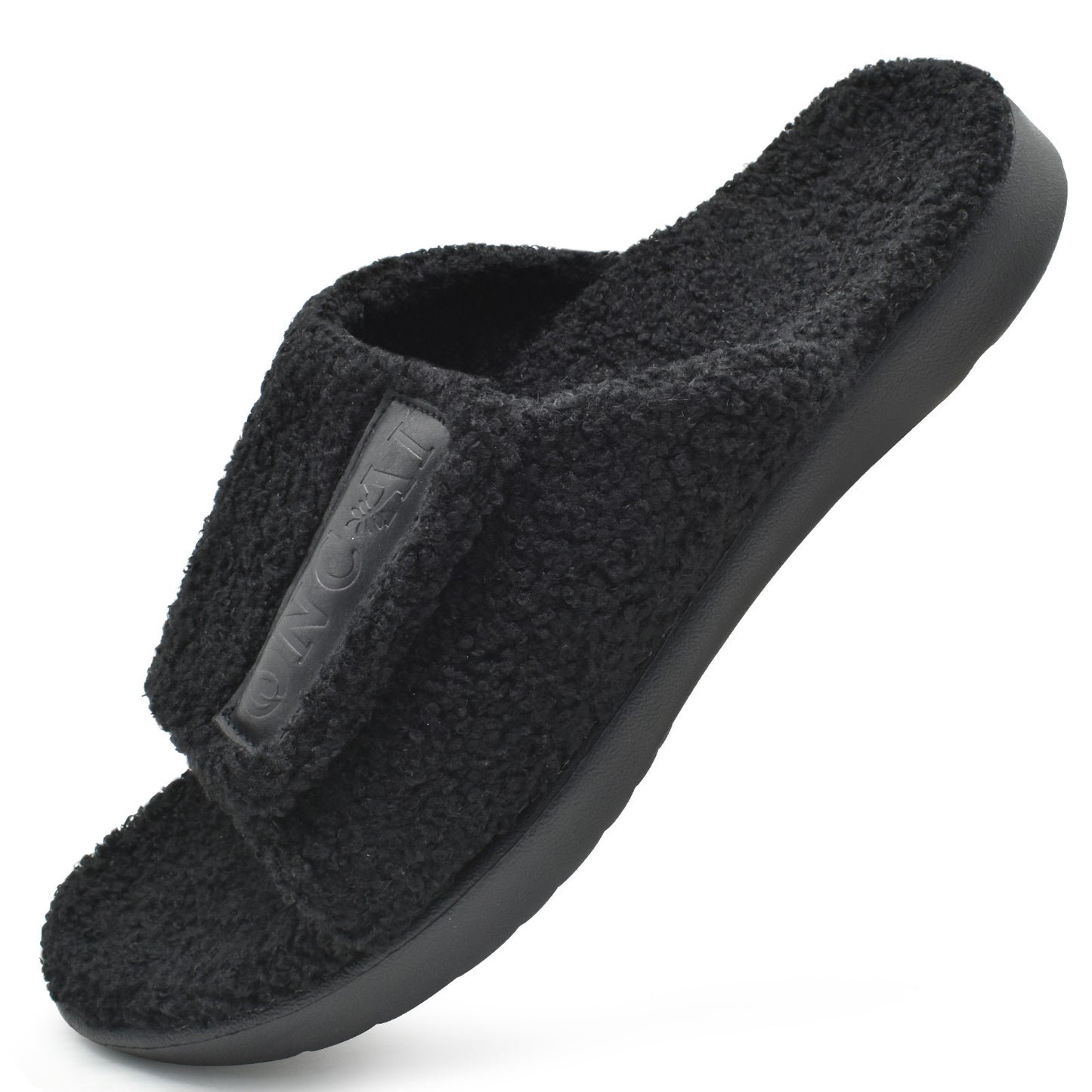 Mens House Slippers with Arch Support，Fur Slides with Orthopedic for Plantar Fasciitis Wide Footbed and Adjustable Straps