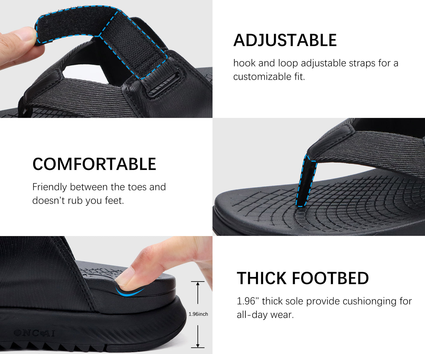 Mens Orthopedic Flip Flops Men's Walking Sandals with Arch Support Sport Recovery Sandal for Man