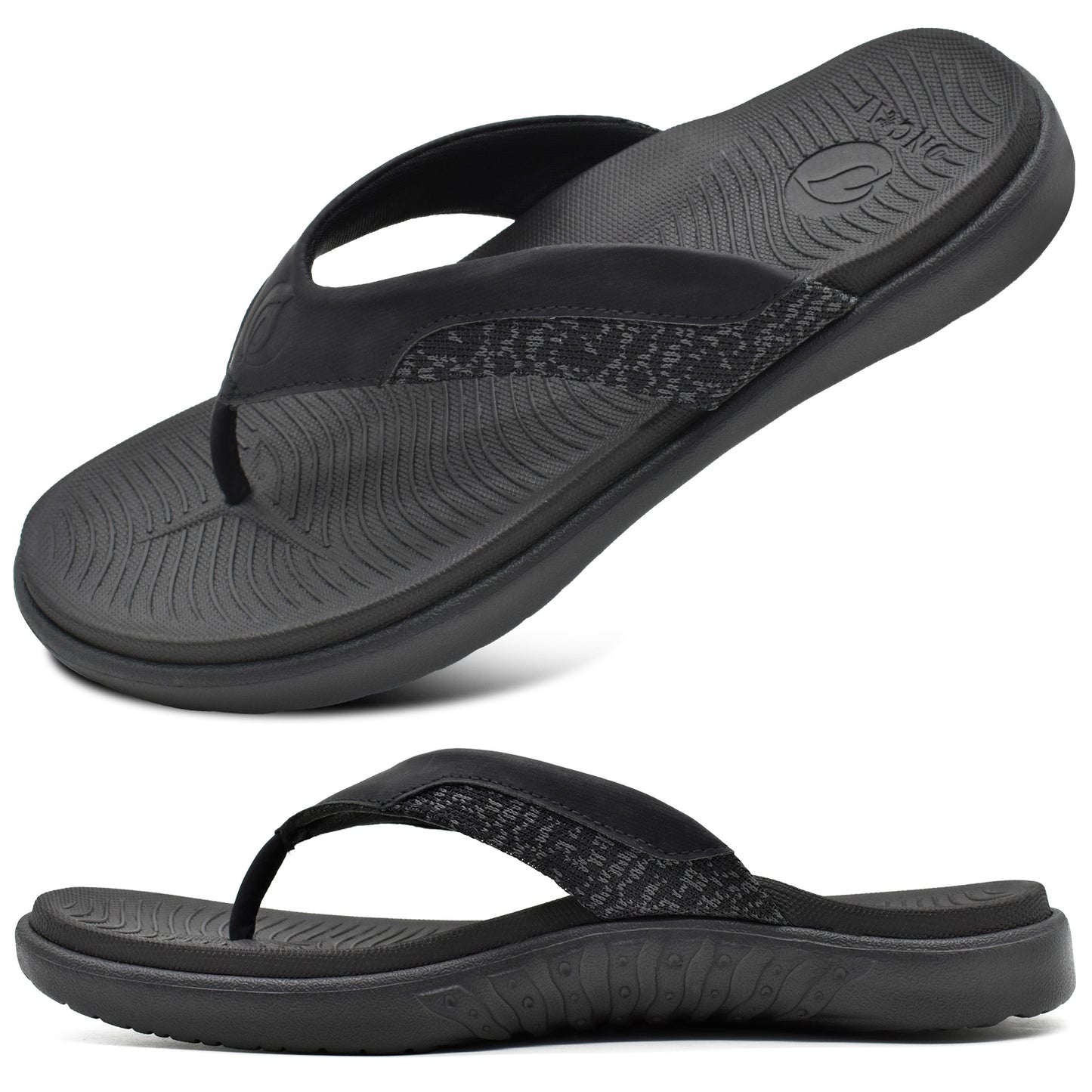 Mens Flip Flop Open Toe Athletic Straps Orthotic Summer Plantar Fasciitis Sport Sandals with Soft Cushion Arch Support